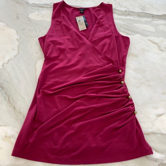 ANN TAYLOR RASPBERRY FAUX WRAP TOP SMALL NWTS! - Picture 10 of 17